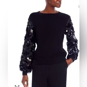 Sioni Sequin Sleeve Rib Knit Sweater